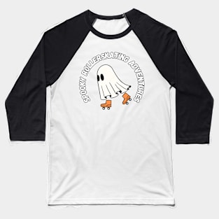 Spooky rollerskating Adventures. Halloween: Cute little ghost rollerskating Baseball T-Shirt
